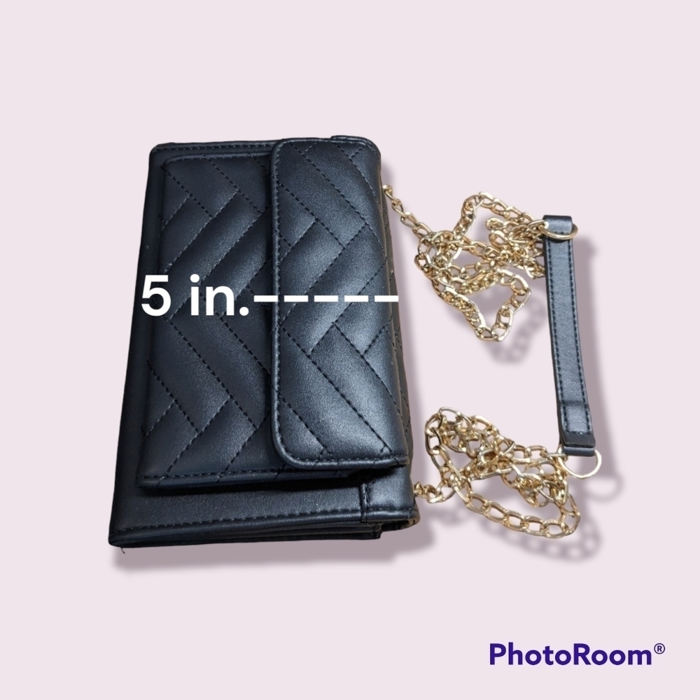 BEBE quilt embossed Saffiano Crossbody Black Purse - Picture 7 of 9